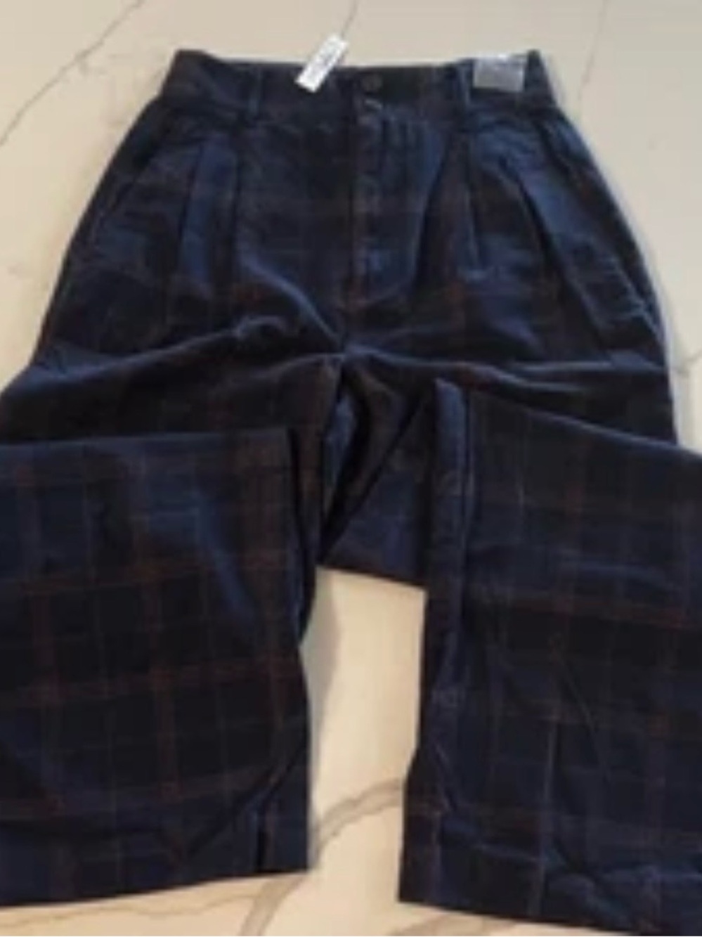 Madewell Navy Plaid Bootcut Pants women’s size 00